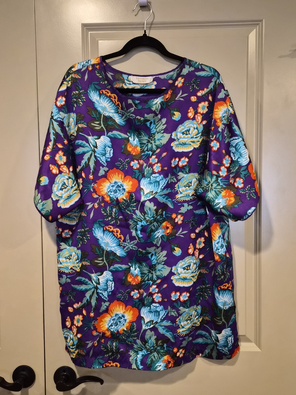 Victoria's Secret Vintage Gold Label Satin Purple Floral Sleep Shirt